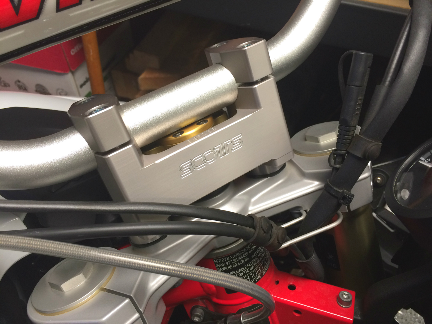 Scotts steering damper for BMW F800GS one of the essential mods to take