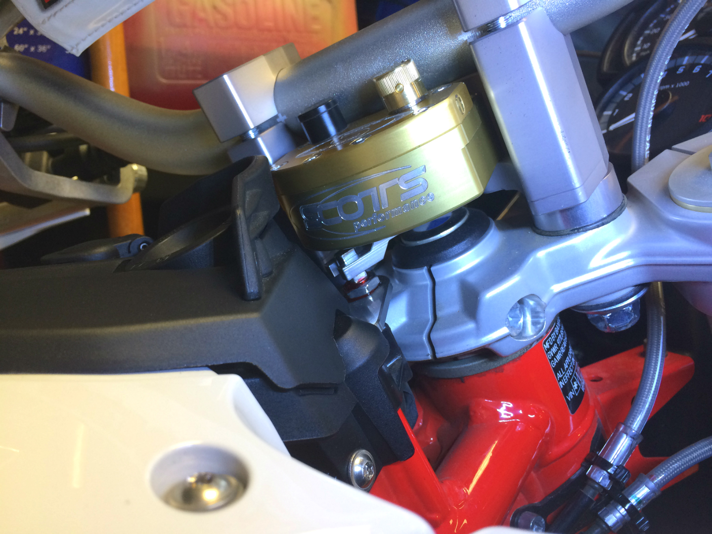 Scotts steering damper for BMW F800GS one of the essential mods to take